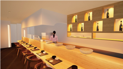 カウンター席の落ち着いた空間